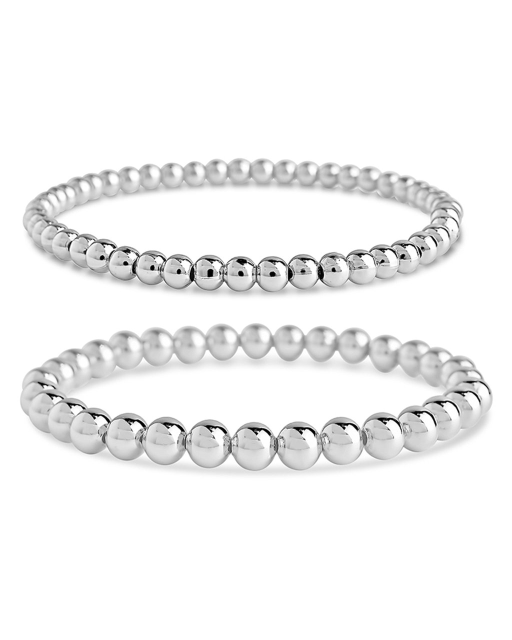 Sterling Silver Beaded Stretch Bracelet Sets - Image 11