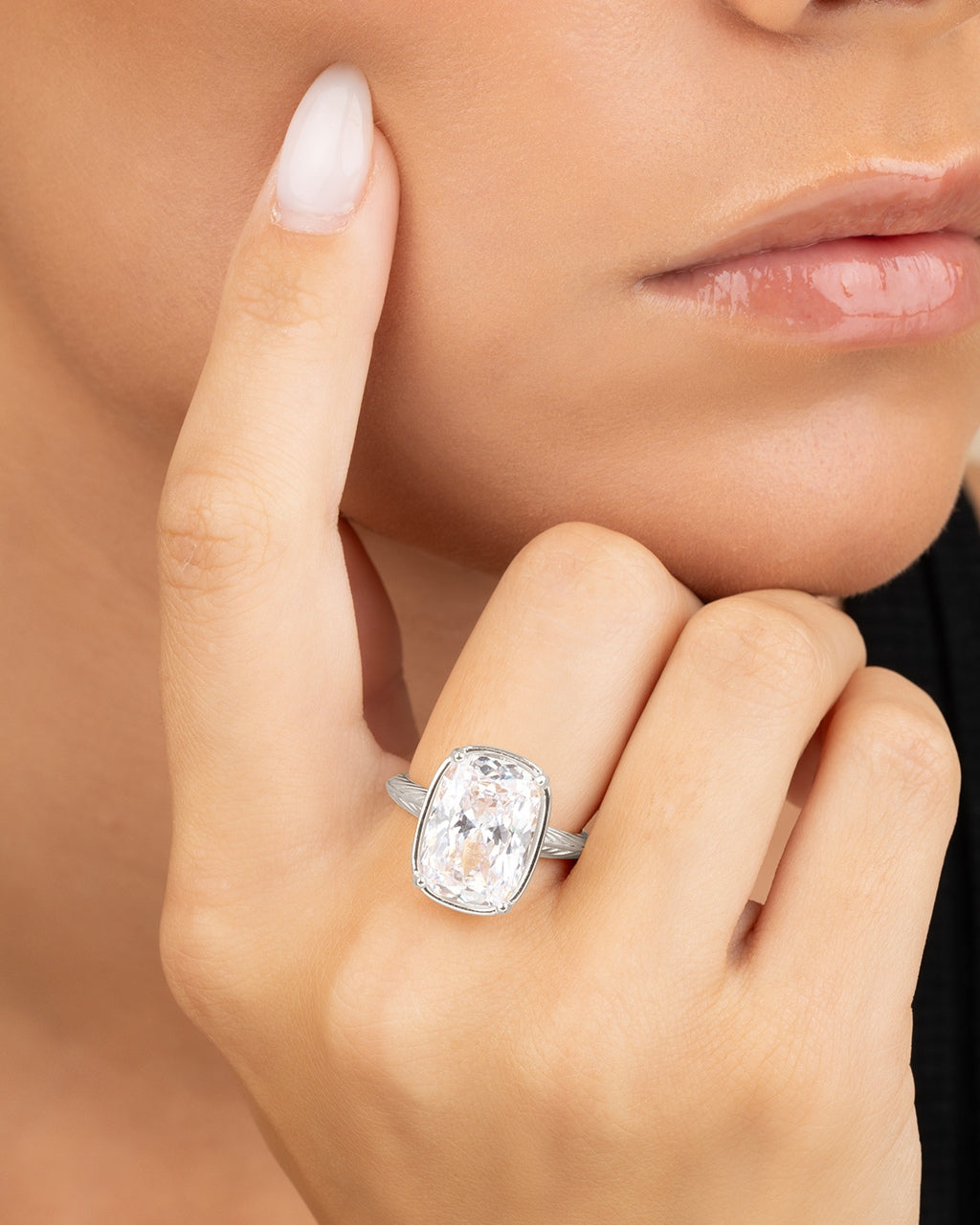 Sterling Silver Elongated Cushion Cocktail Ring - Image 8