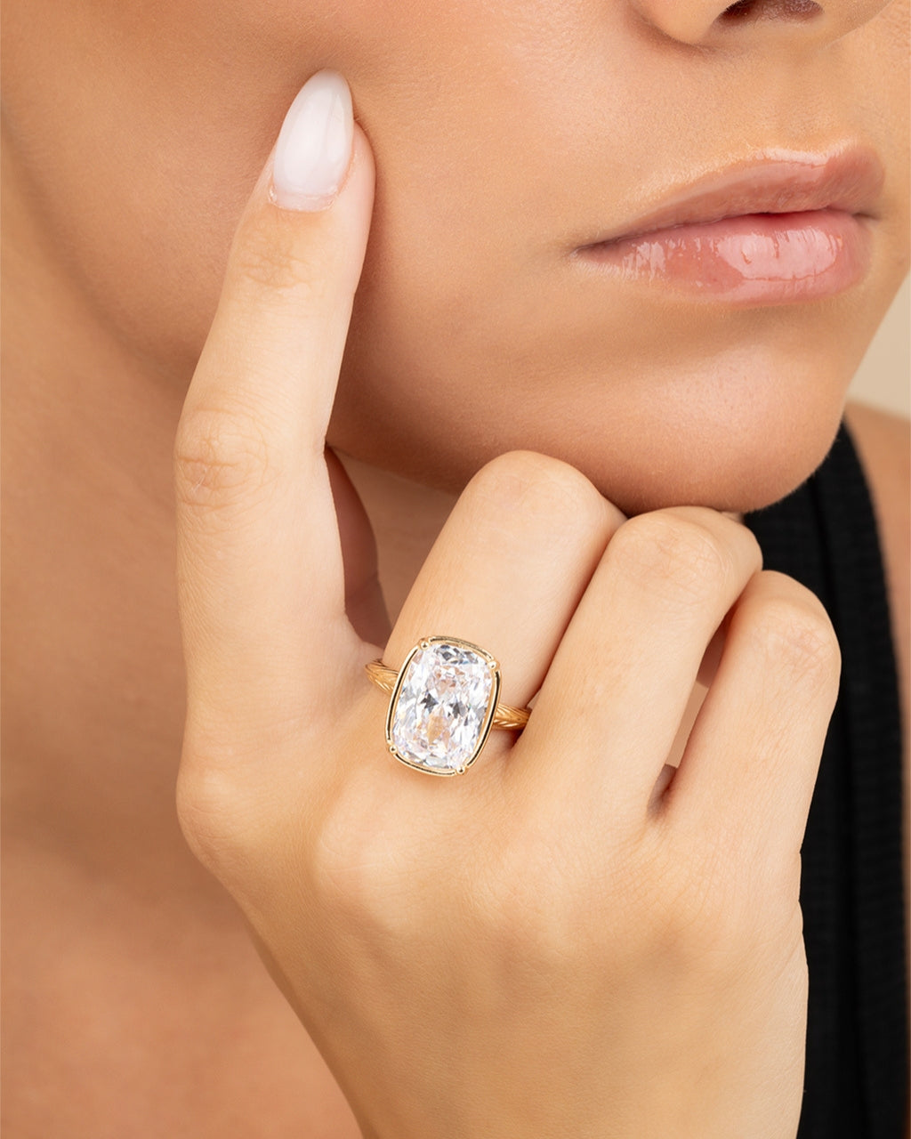 Sterling Silver Elongated Cushion Cocktail Ring - Image 2