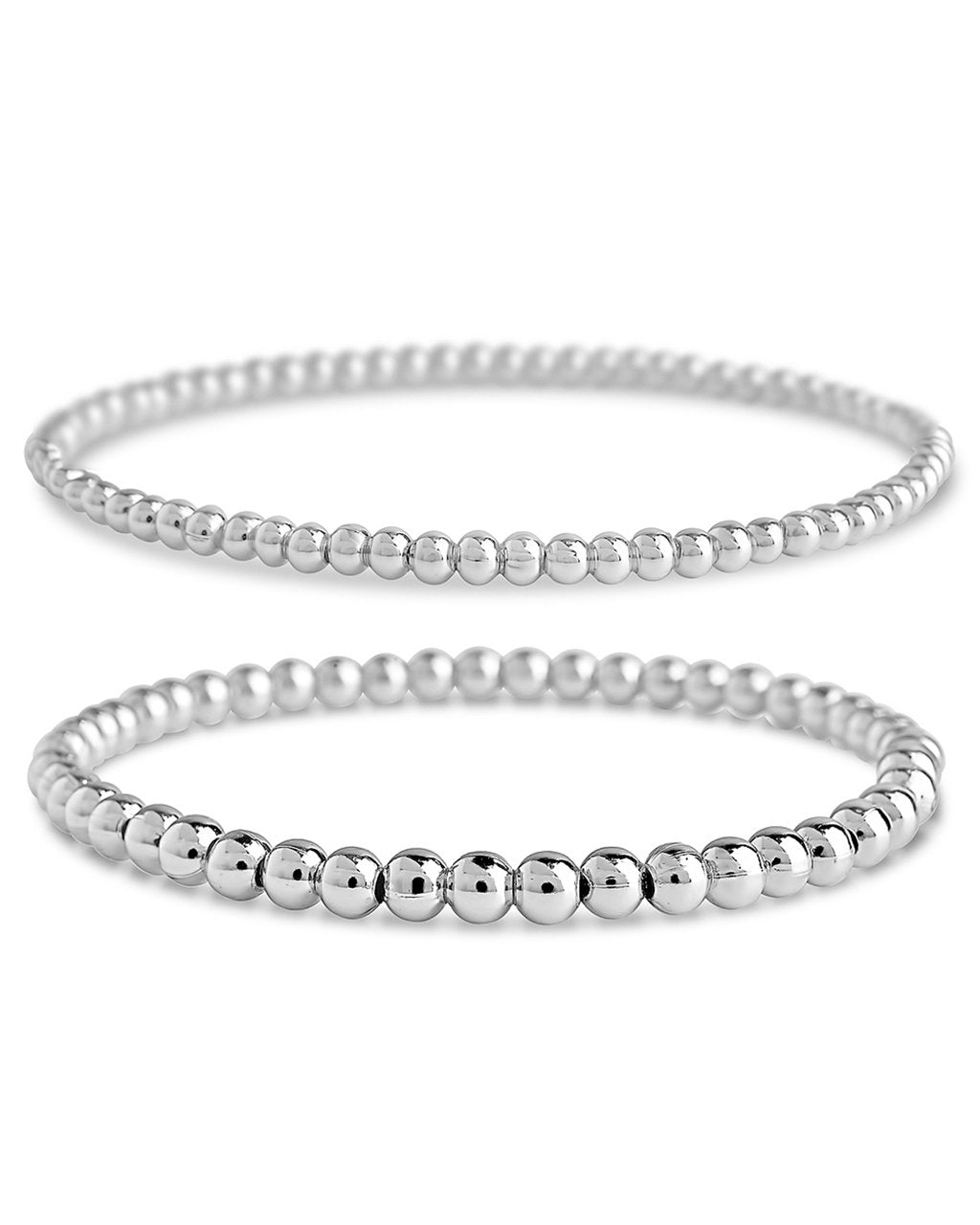 Sterling Silver Beaded Stretch Bracelet Sets - Image 14