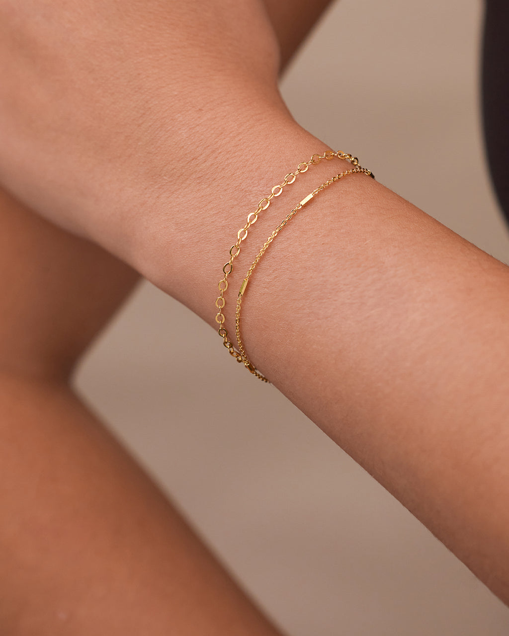 Sterling Silver Delicate 2 Layer Chain Bracelet - Image 3