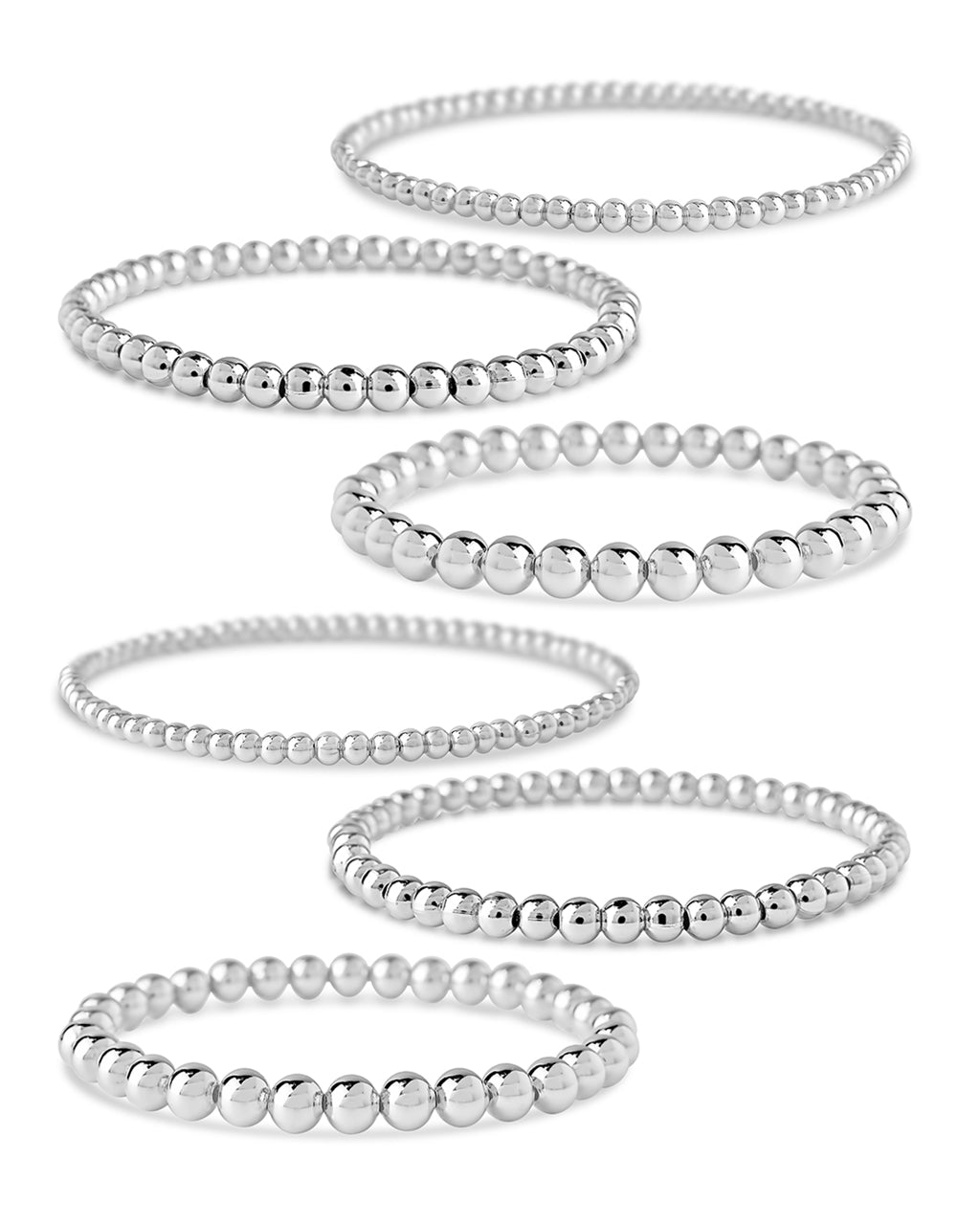 Sterling Silver Beaded Stretch Bracelet Sets - Image 29