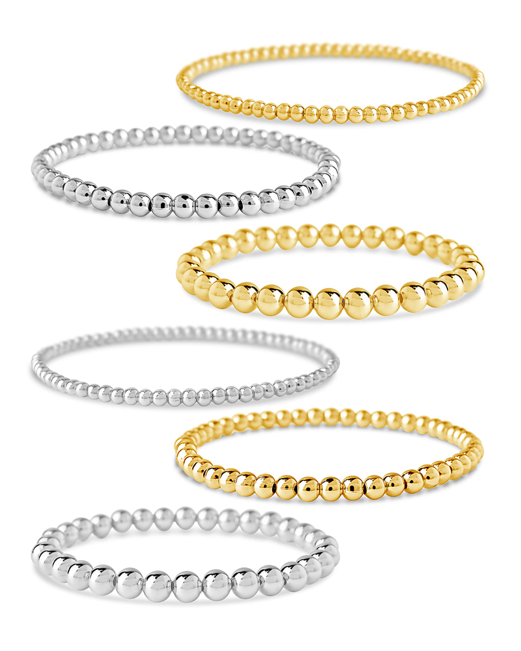Sterling Silver Beaded Stretch Bracelet Sets - Image 30