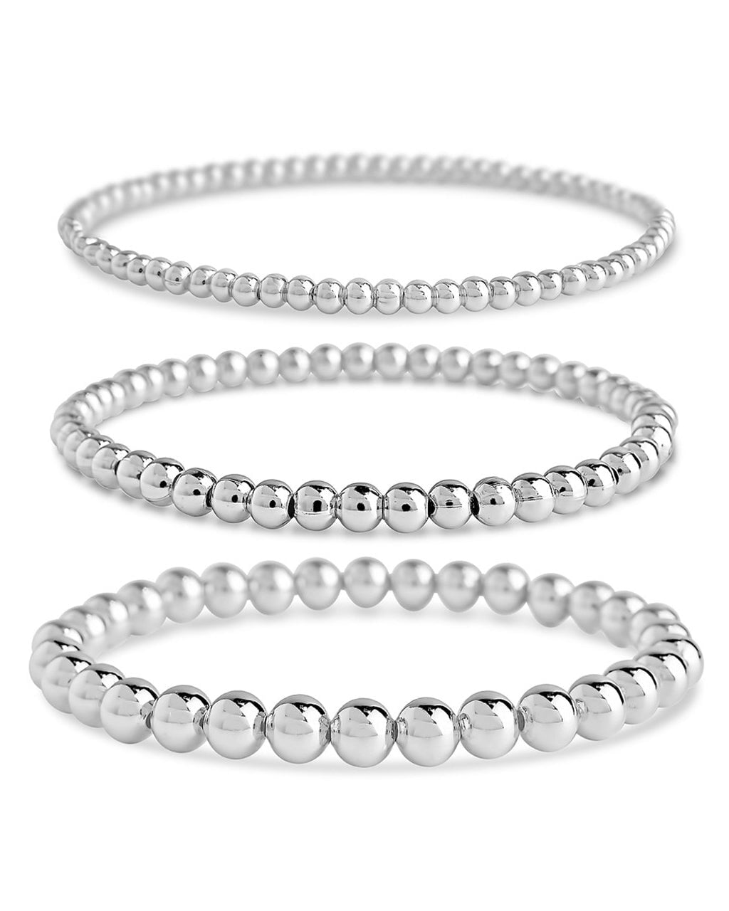 Sterling Silver Beaded Stretch Bracelet Sets - Image 10