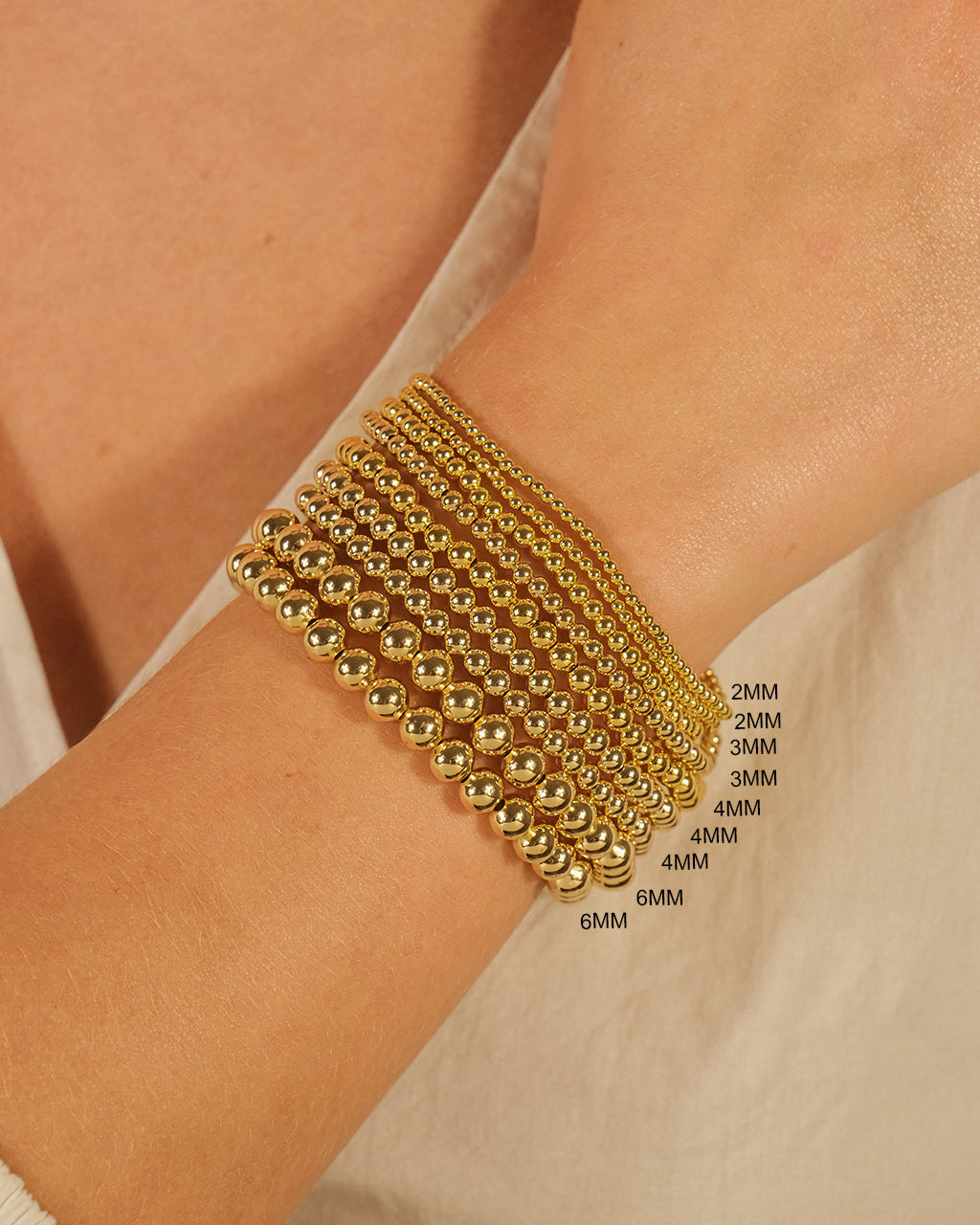 Sterling Silver Beaded Stretch Bracelet Sets - Image 3