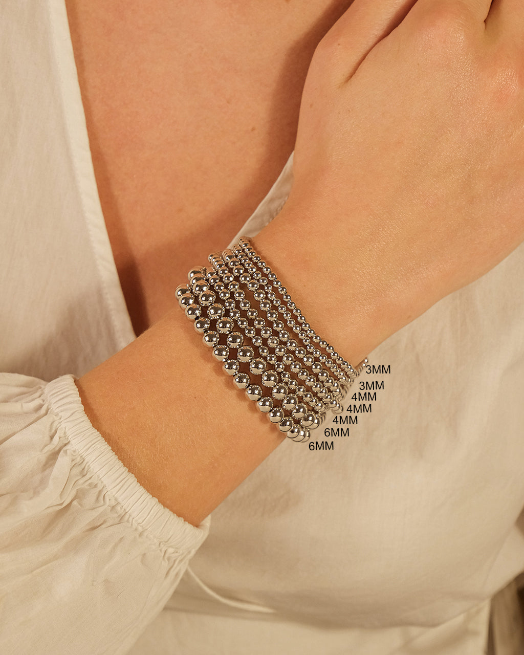 Sterling Silver Beaded Stretch Bracelet Sets - Image 23