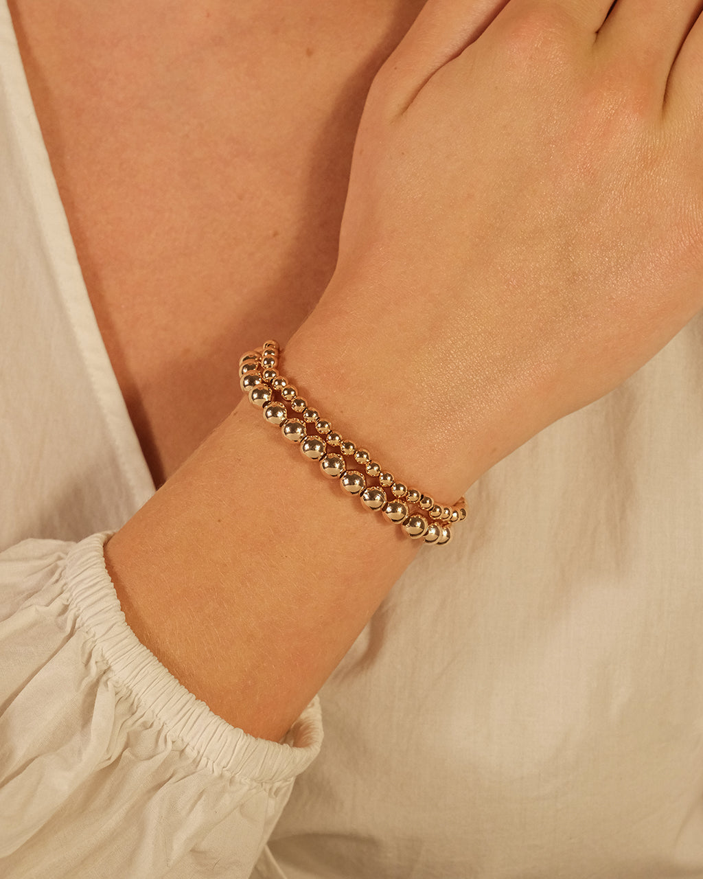 Sterling Silver Beaded Stretch Bracelet Sets - Image 25