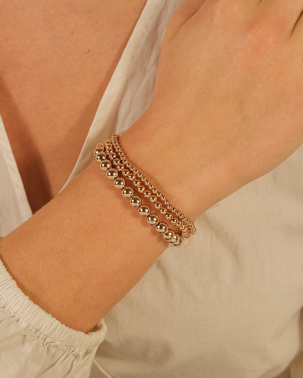 Sterling Silver Beaded Stretch Bracelet Sets - Image 26