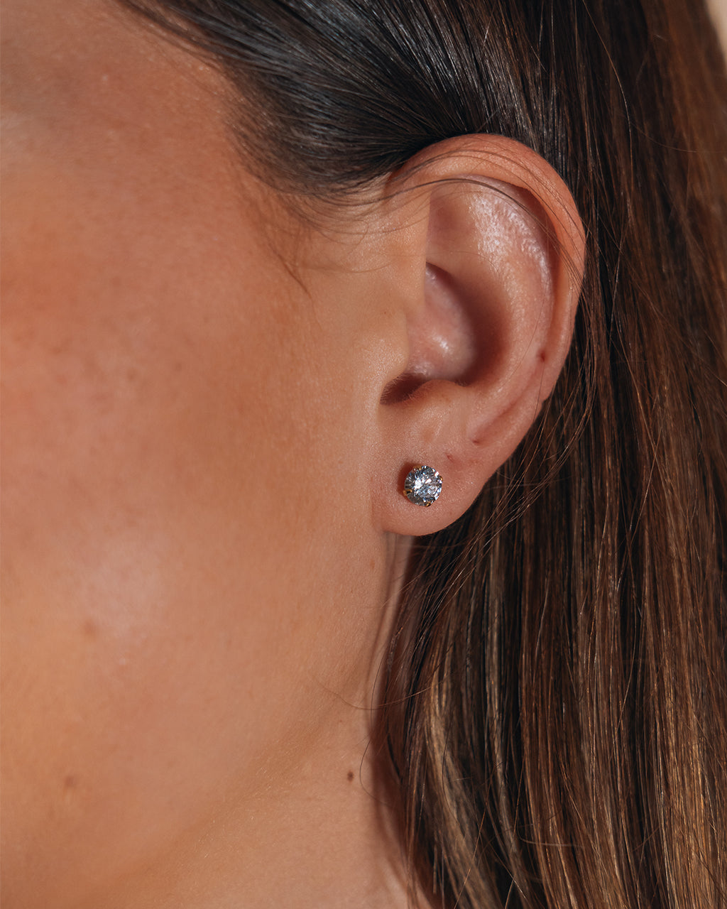 Sterling Silver 6mm CZ Stud Earrings - Image 3