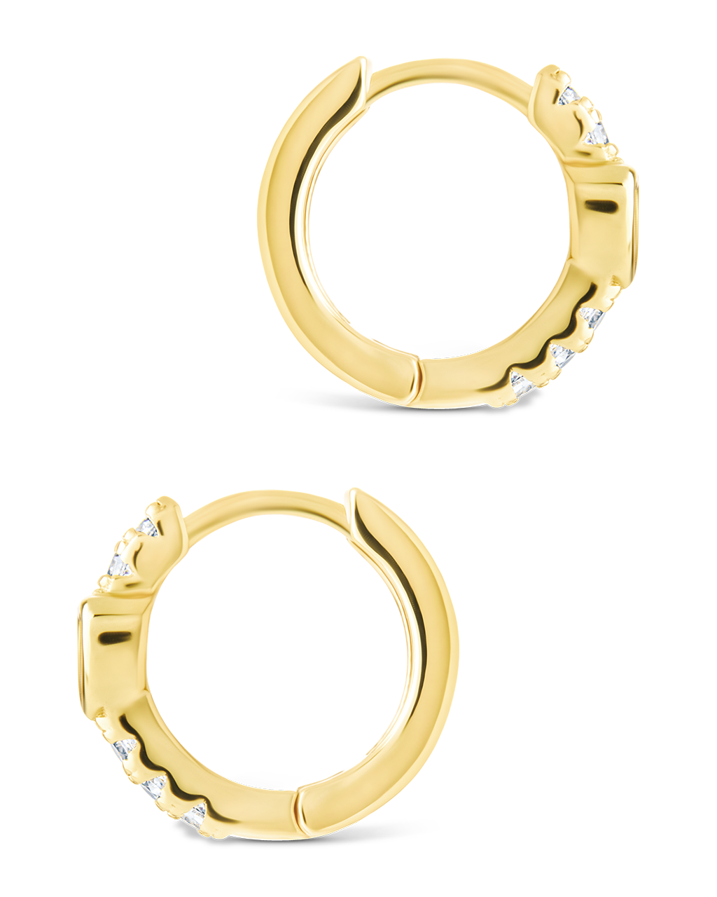 Sterling Silver Heart Cut Bezel Set Huggie Hoop Earrings - Image 8