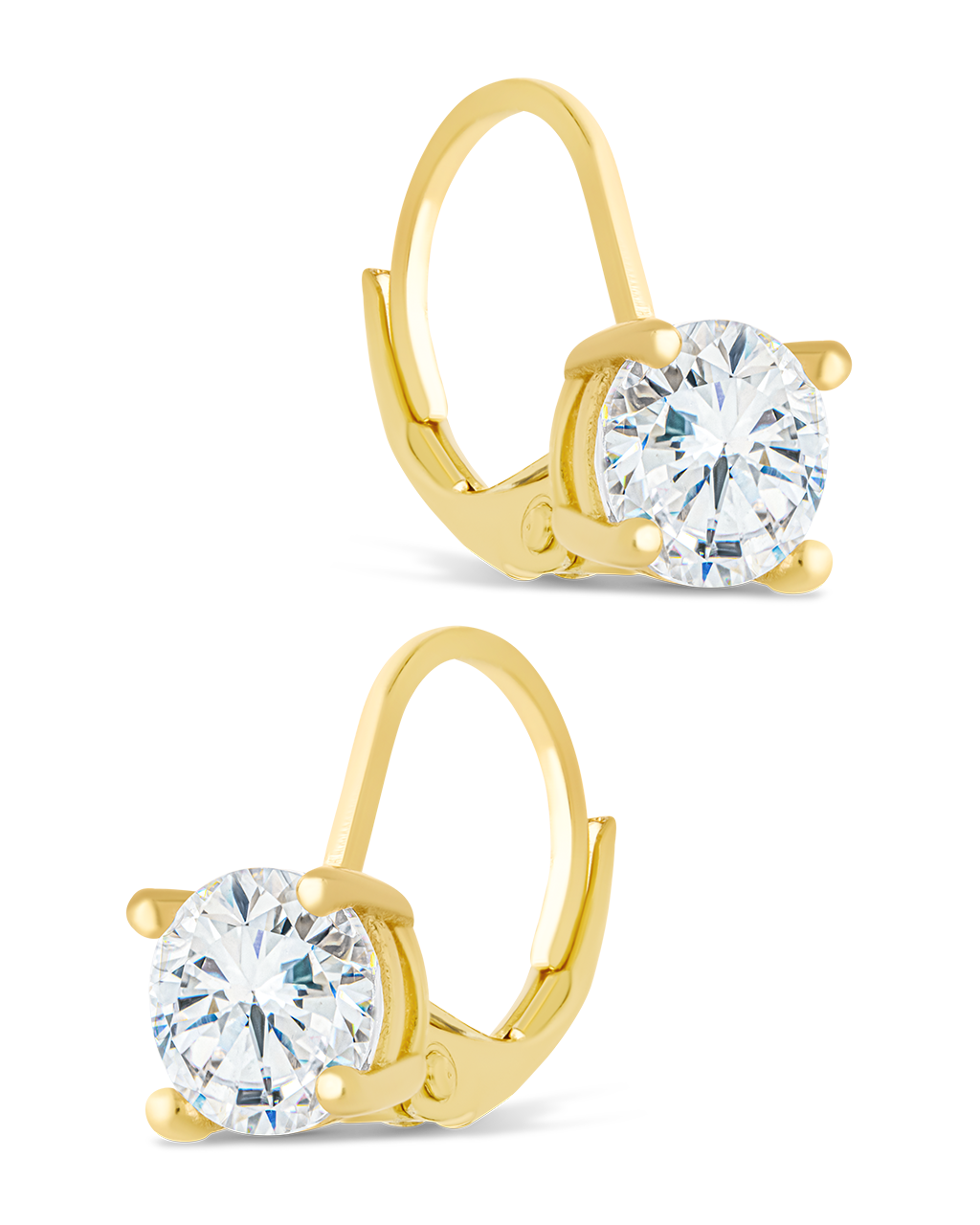 Sterling Silver Round Cut French Clip Earrings - Image 5