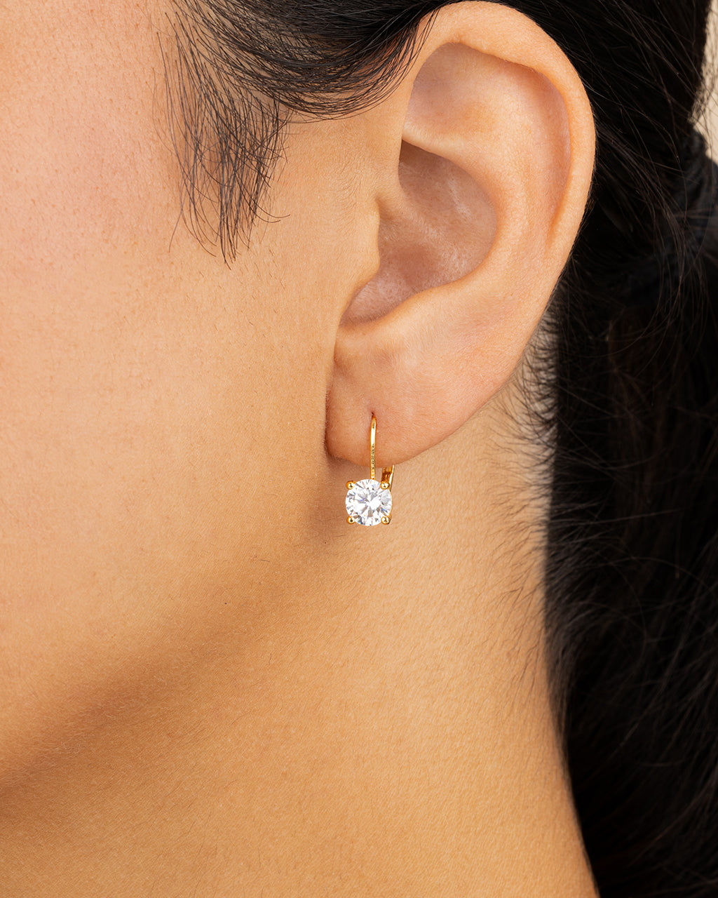 Sterling Silver Round Cut French Clip Earrings - Image 3