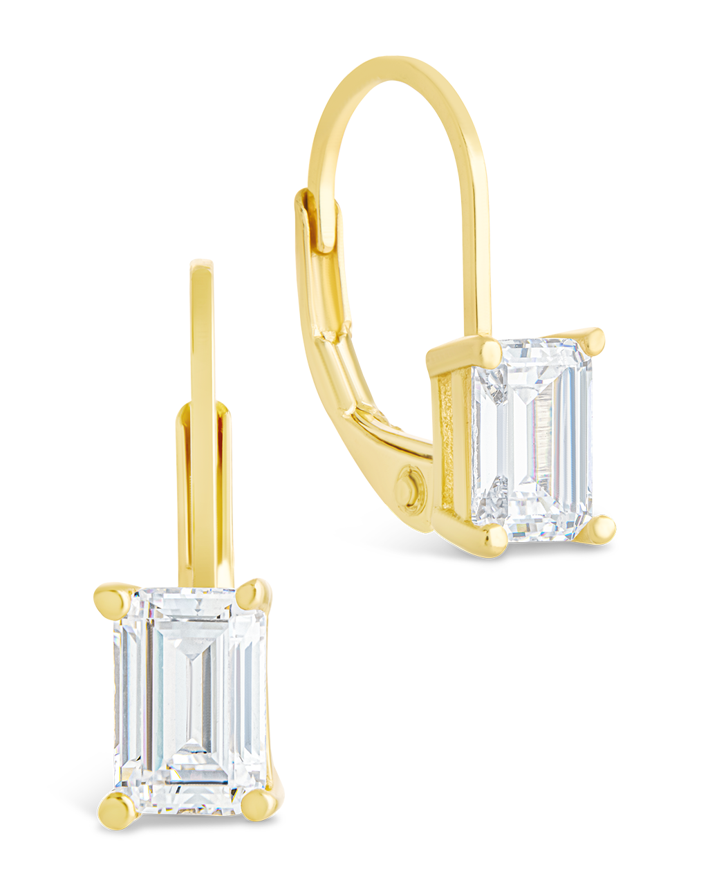 Sterling Silver Emerald Cut French Clip Earrings - Image 4