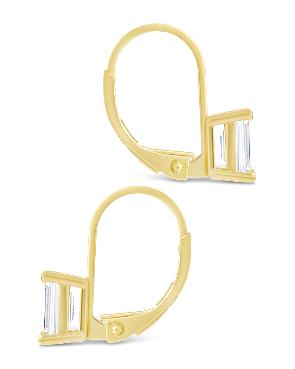 Sterling Silver Emerald Cut French Clip Earrings - Image 8