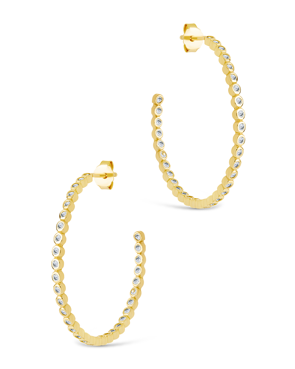Sterling Silver Bezel Statement Bubble Hoops - Image 8