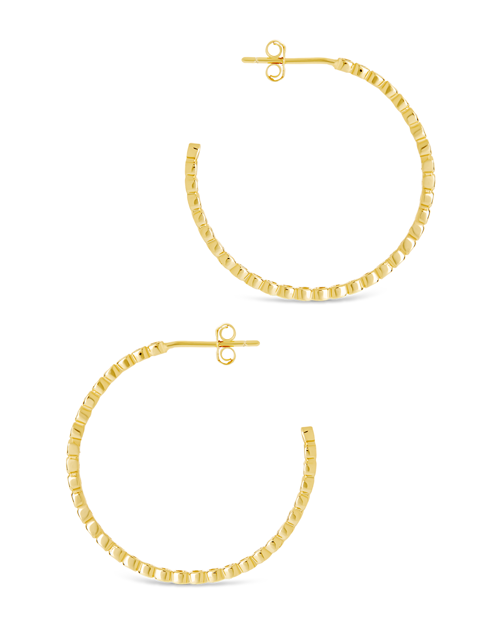 Sterling Silver Bezel Statement Bubble Hoops - Image 5