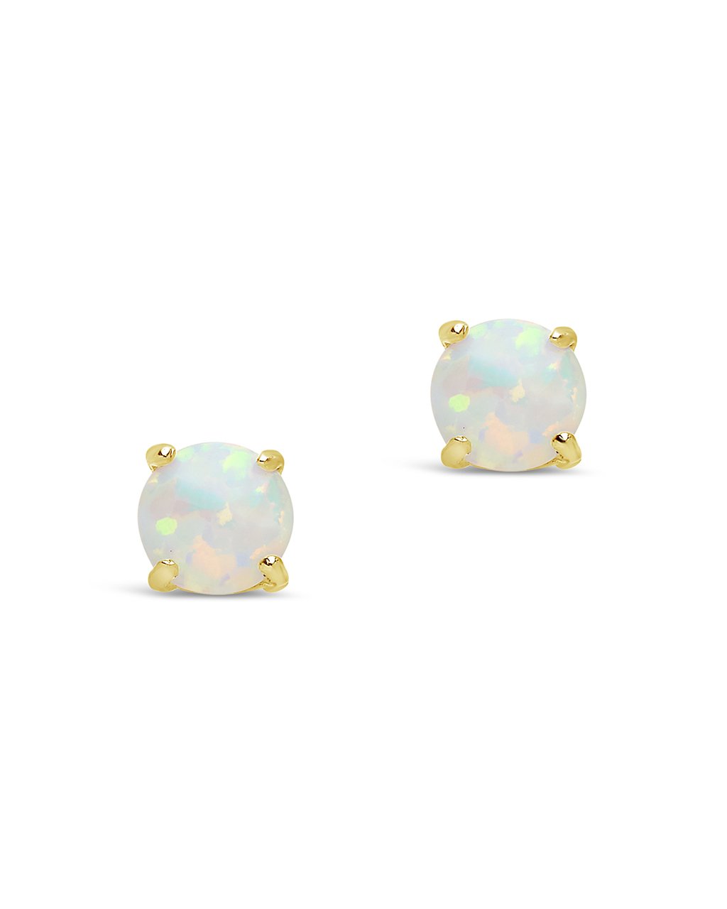 Sterling Silver 6mm Opal Earring Studs - In SIlver or 14K Gold Plated - Image 7