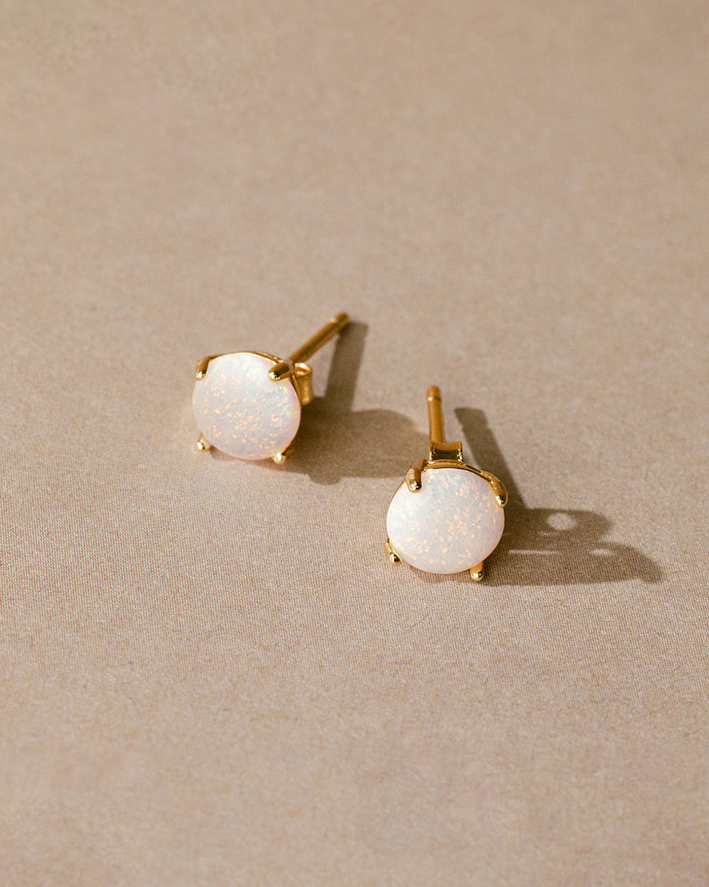 Sterling Silver 6mm Opal Earring Studs - In SIlver or 14K Gold Plated - Image 6