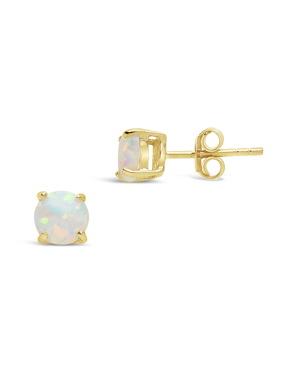 Sterling Silver 6mm Opal Earring Studs - In SIlver or 14K Gold Plated - Image 9