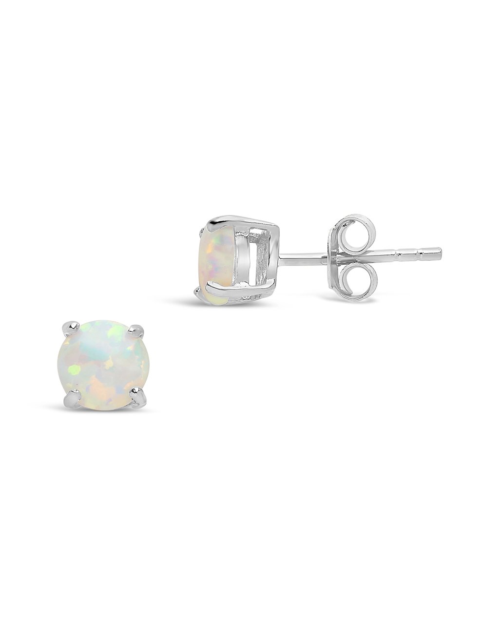 Sterling Silver 6mm Opal Earring Studs - In SIlver or 14K Gold Plated - Image 8