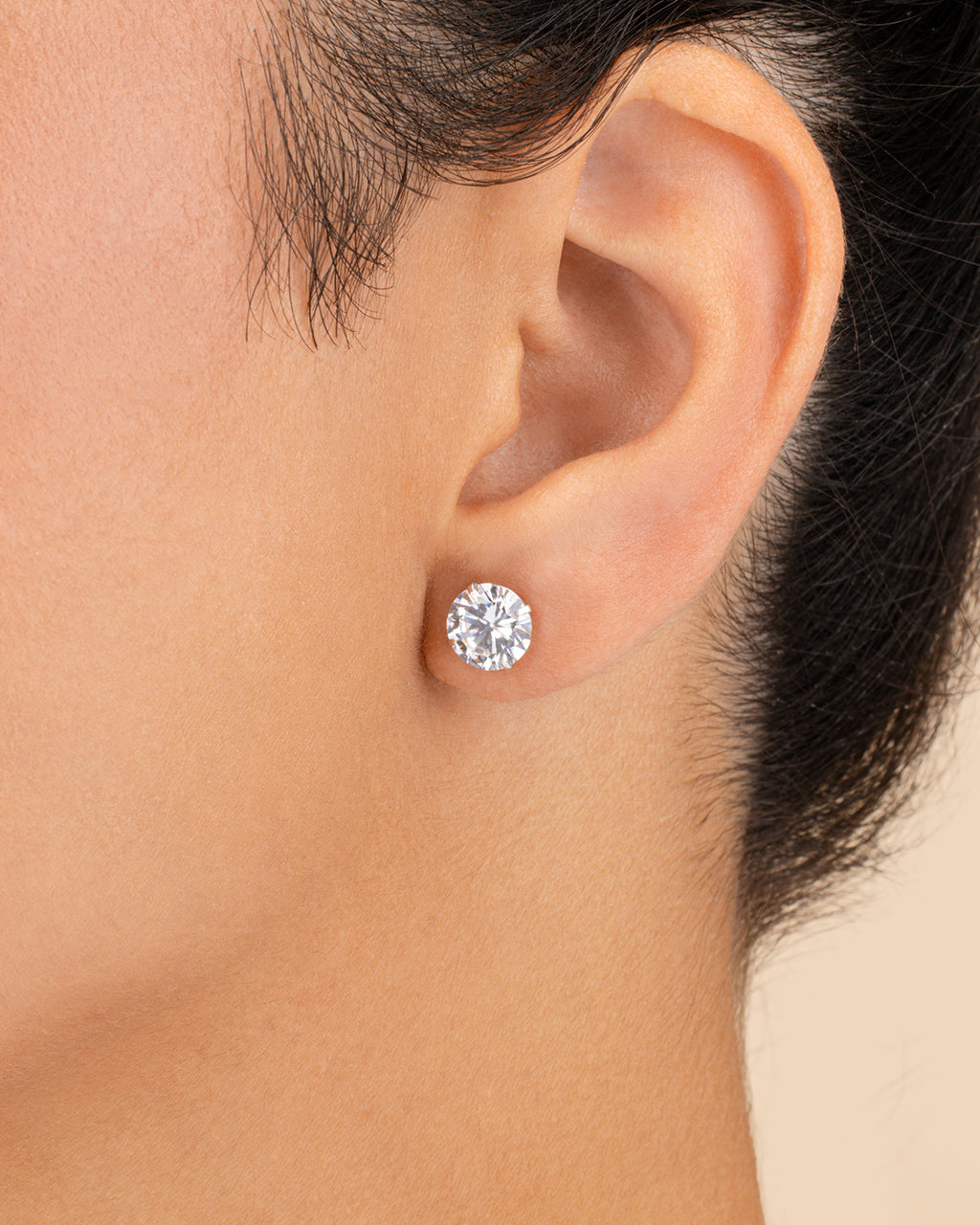 Sterling Silver 8mm CZ Stud Earrings - Image 3