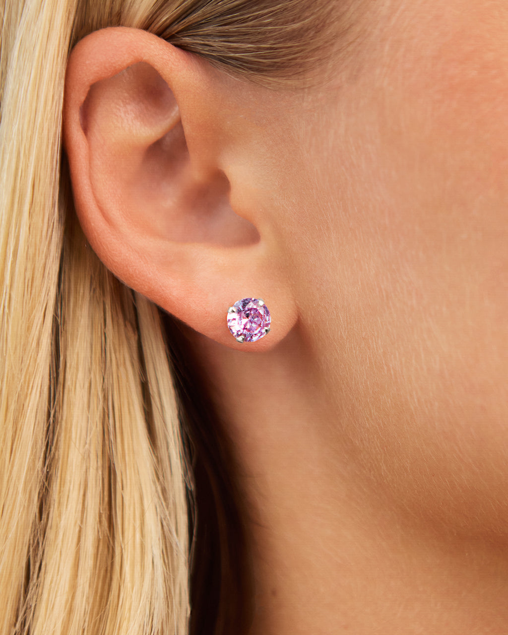 Sterling Silver 7mm Rainbow CZ Studs - Image 8