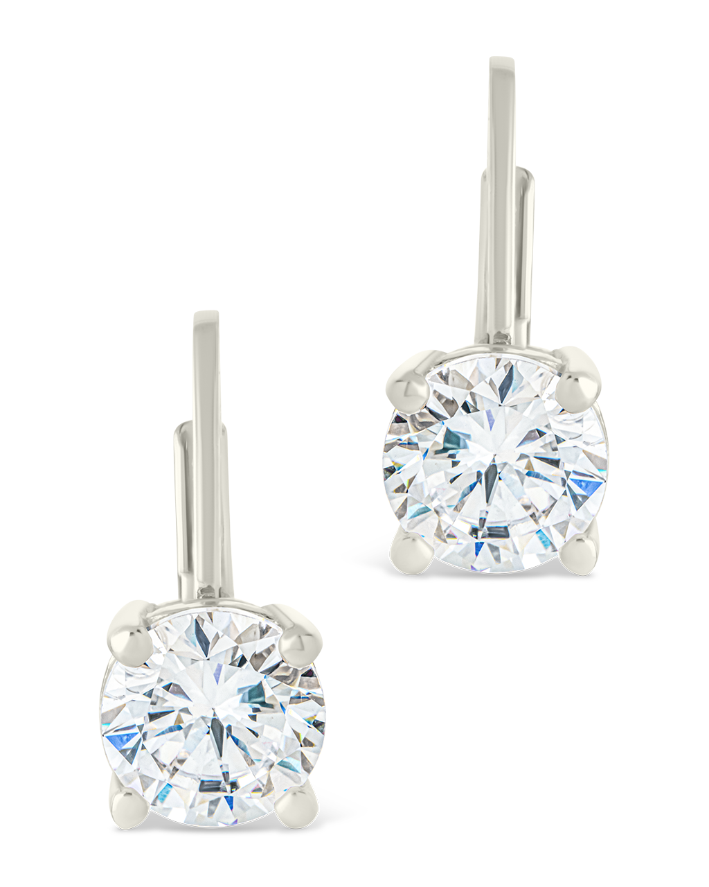 Sterling Silver Round Cut French Clip Earrings - Image 7