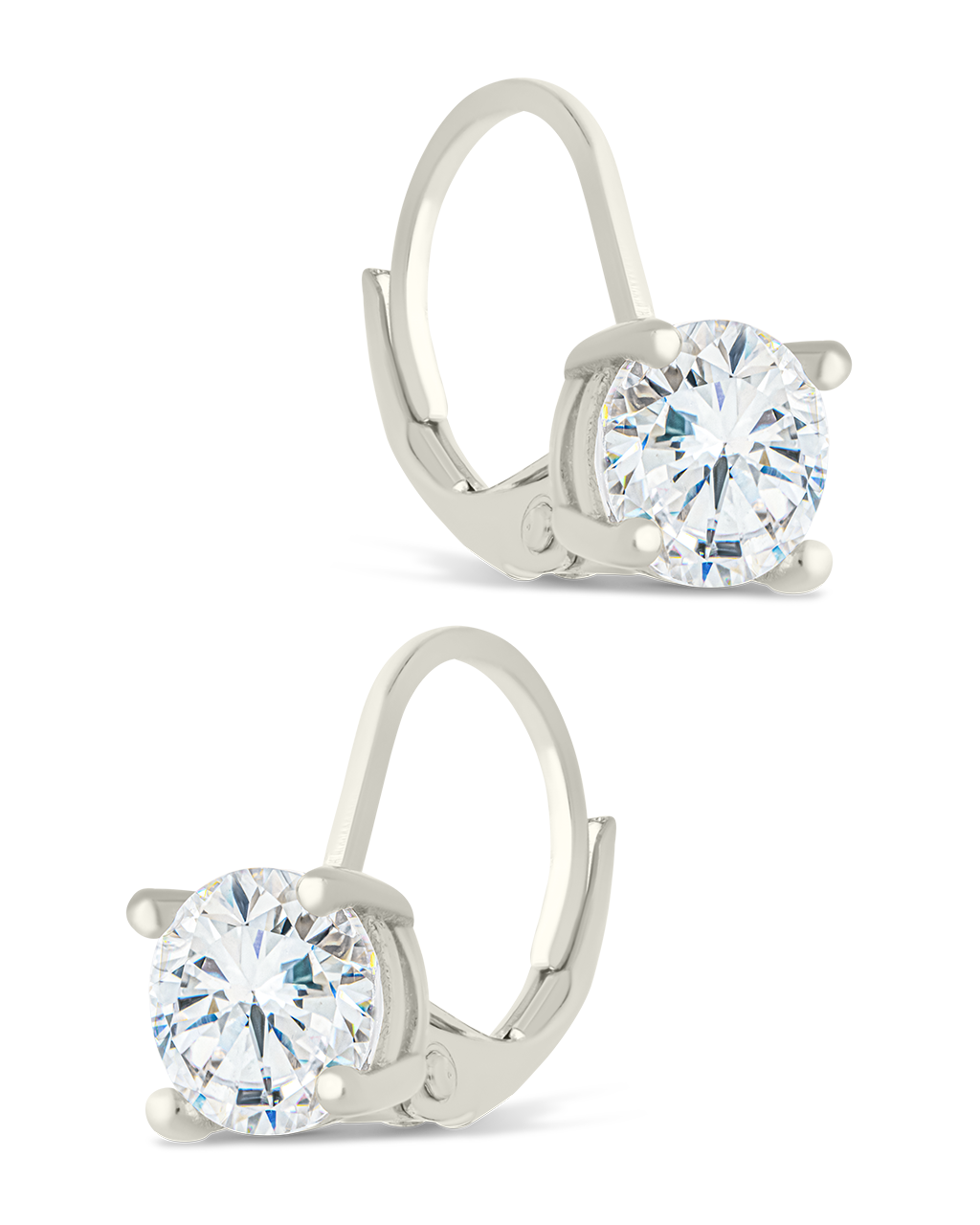 Sterling Silver Round Cut French Clip Earrings - Image 6