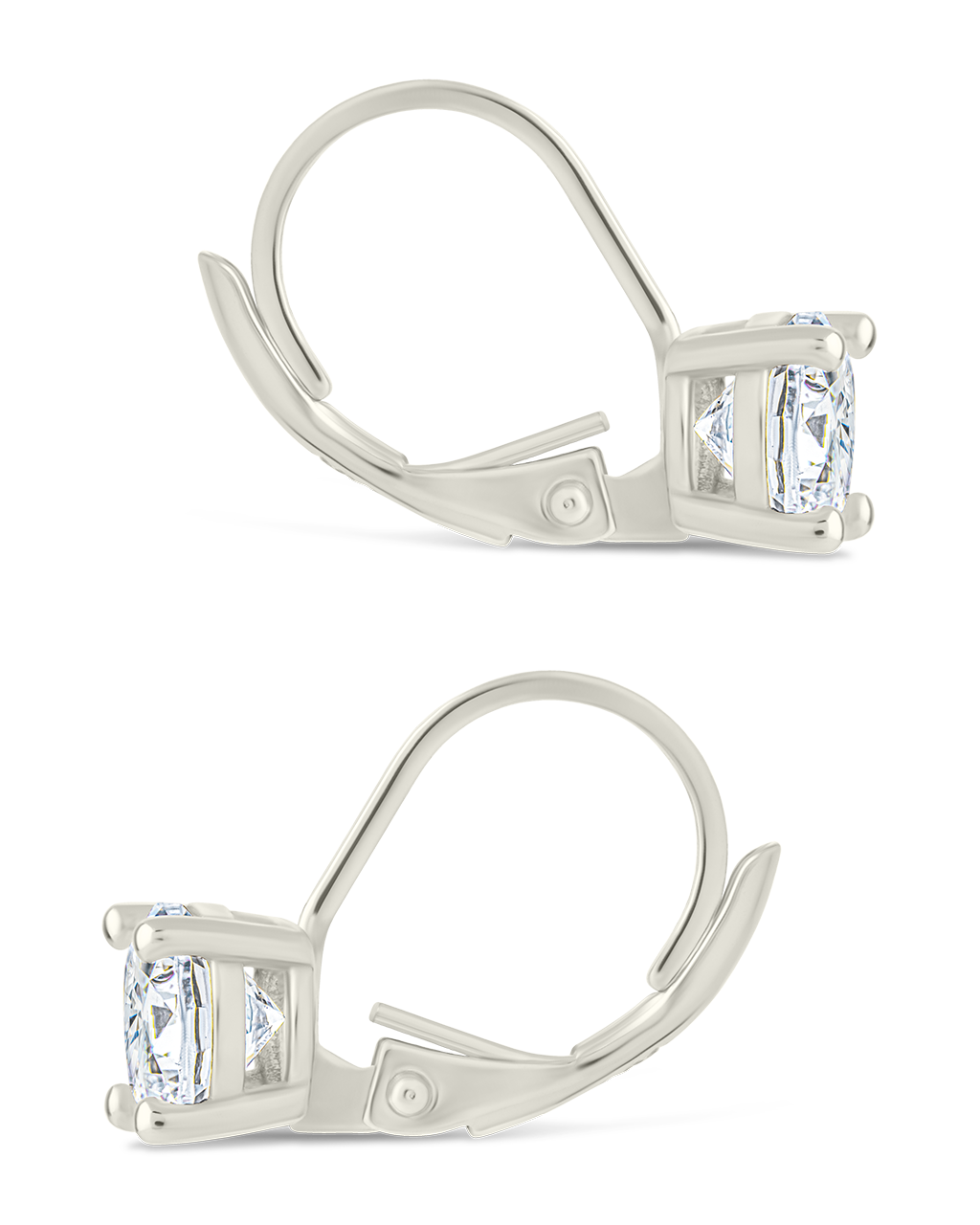 Sterling Silver Round Cut French Clip Earrings - Image 9