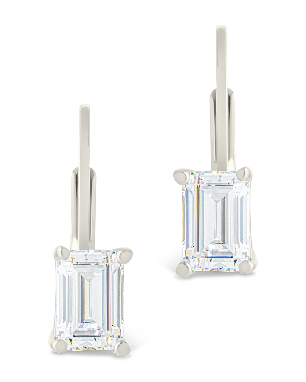 Sterling Silver Emerald Cut French Clip Earrings - Image 9