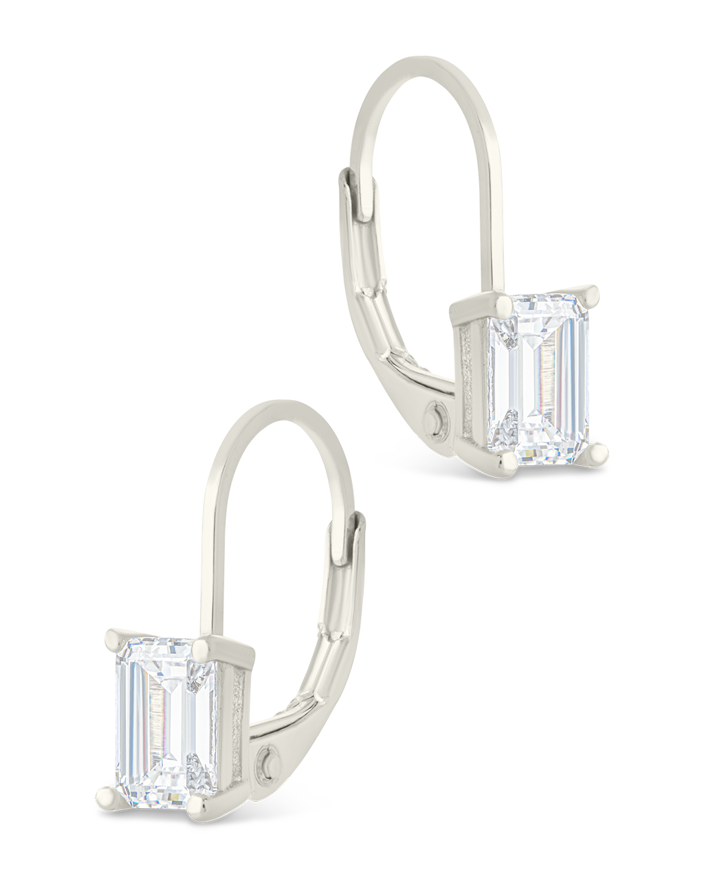Sterling Silver Emerald Cut French Clip Earrings - Image 6