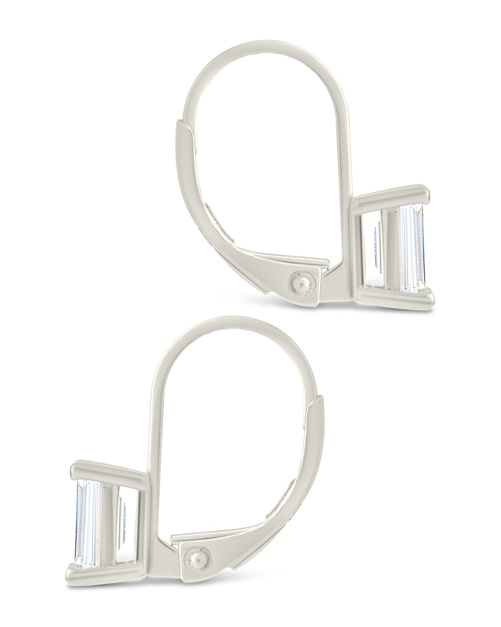 Sterling Silver Emerald Cut French Clip Earrings - Image 7
