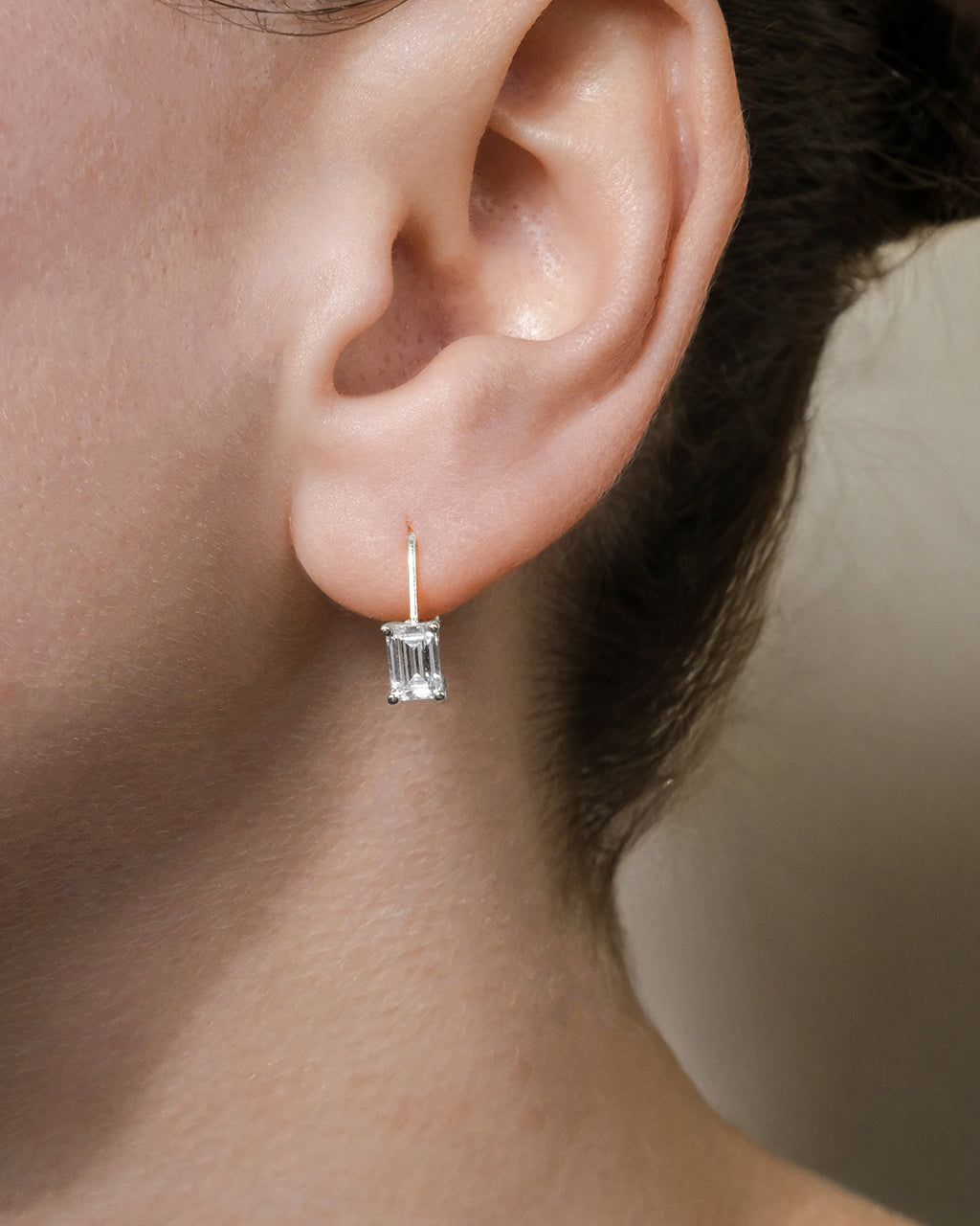 Sterling Silver Emerald Cut French Clip Earrings - Image 11