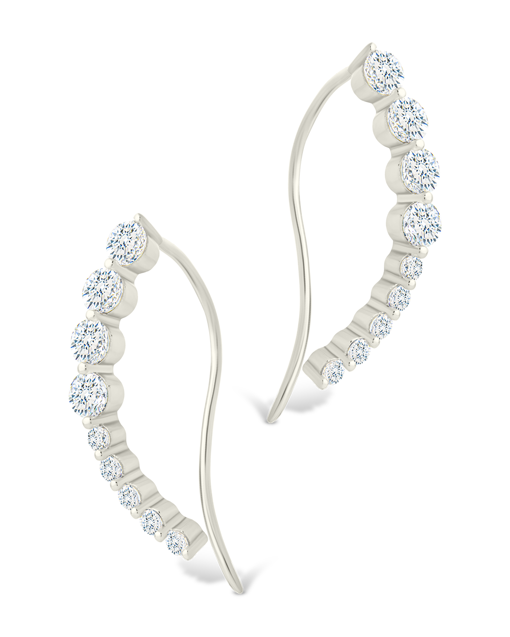 Sterling Silver Brilliant Round CZ Crawlers - Image 6