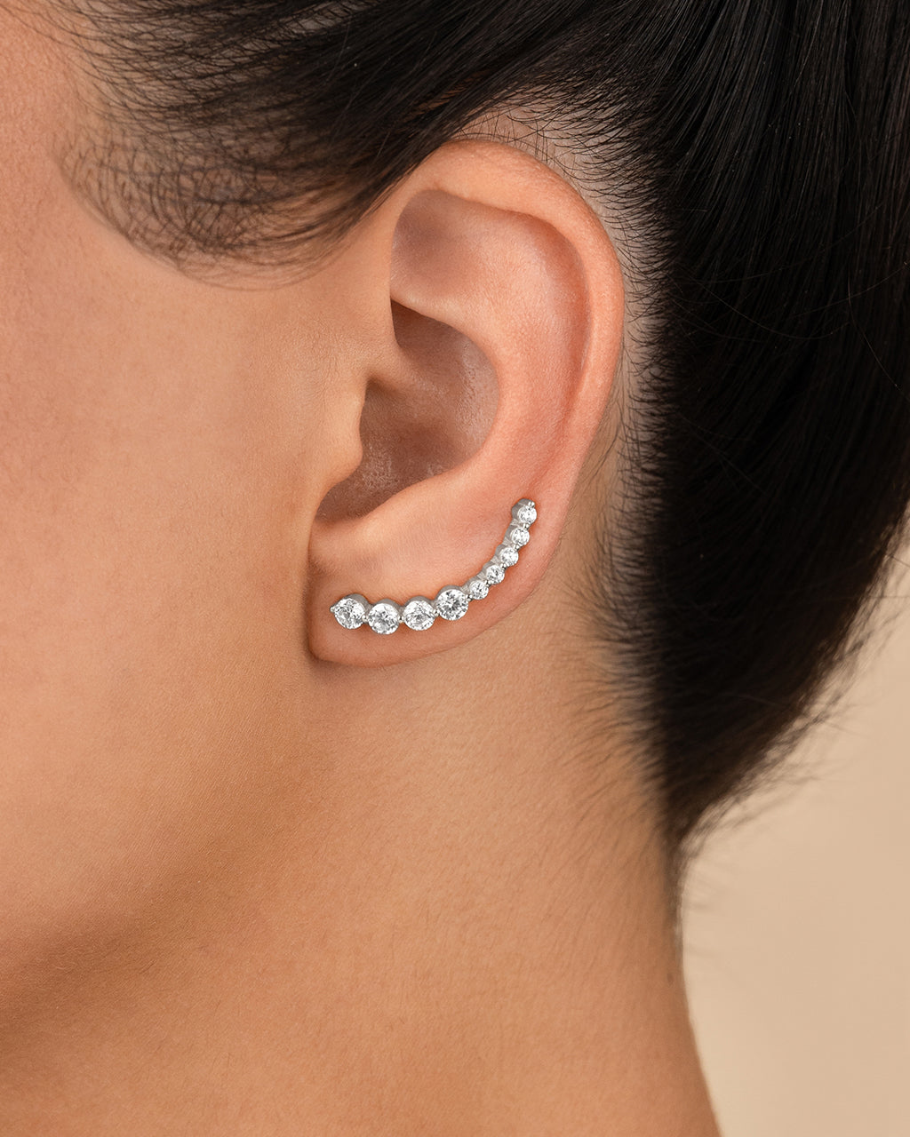 Sterling Silver Brilliant Round CZ Crawlers - Image 2