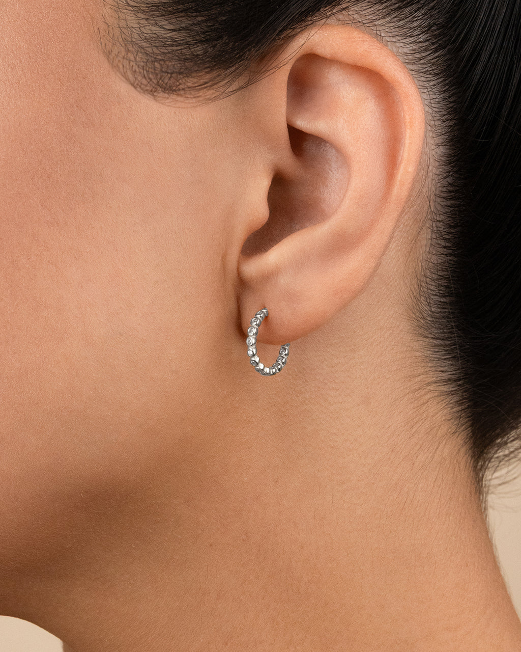 Sterling Silver Bezel Statement Bubble Hoops - Image 2