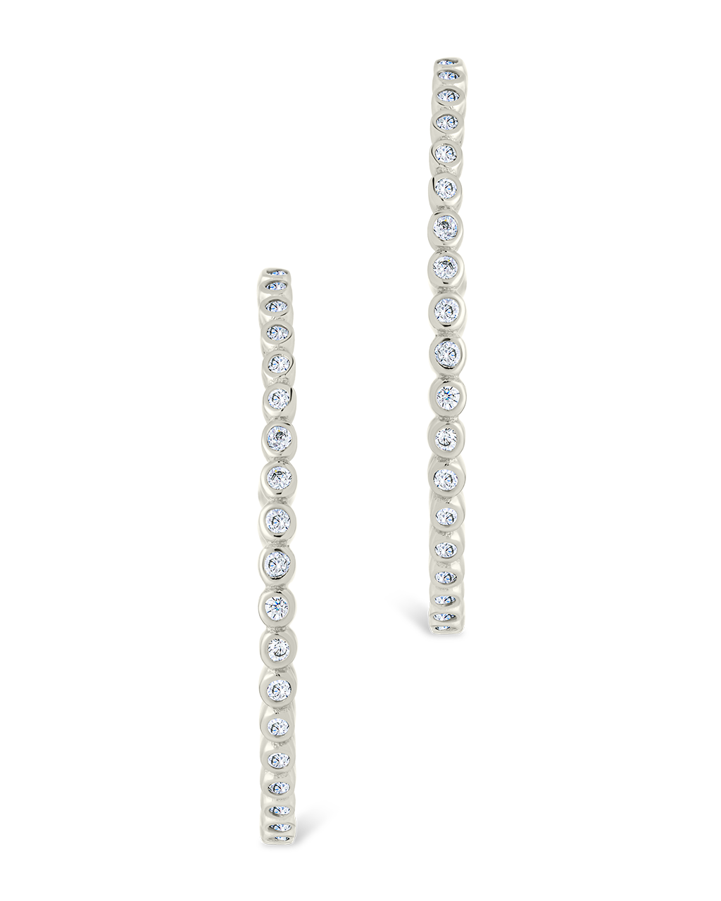 Sterling Silver Bezel Statement Bubble Hoops - Image 9