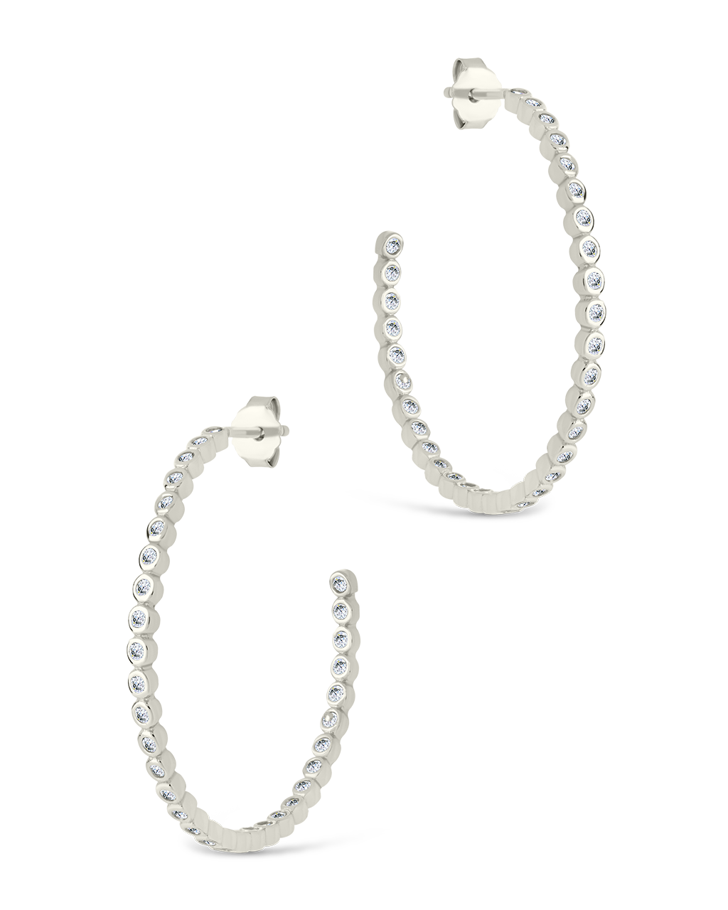 Sterling Silver Bezel Statement Bubble Hoops - Image 7