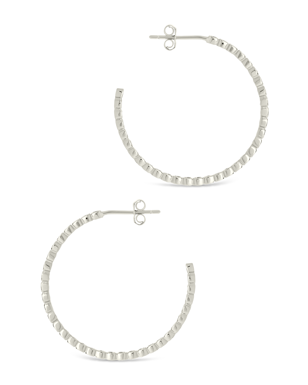 Sterling Silver Bezel Statement Bubble Hoops - Image 6