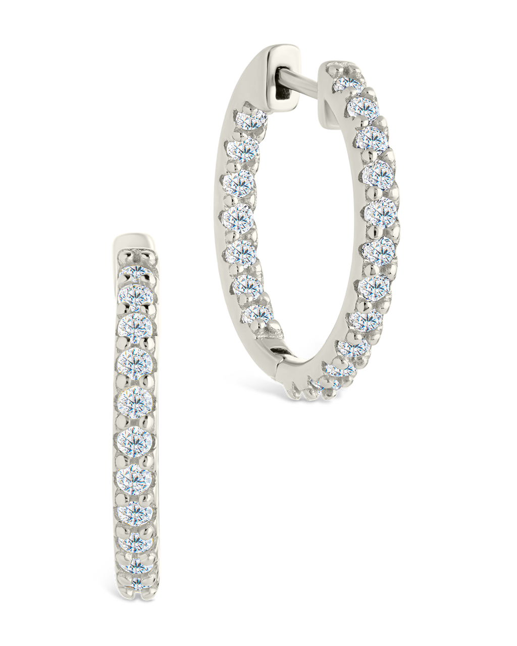 Sterling Silver Constance CZ Studded Statement Hoops - Image 8