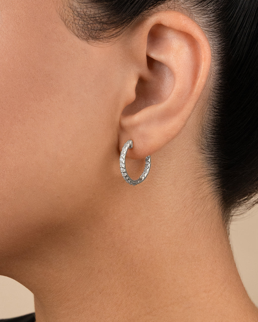 Sterling Silver Constance CZ Studded Statement Hoops - Image 5