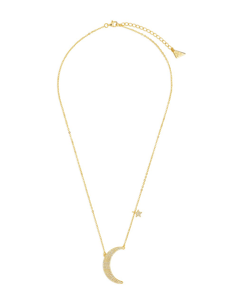 Sterling Silver CZ Crescent & Star Charm Necklace - Image 6