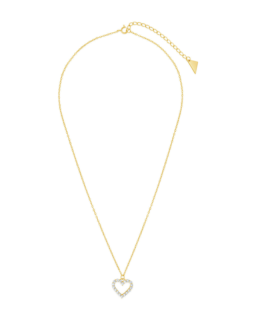 Sterling Silver Cubic Zirconia Outline Heart Pendant Necklace - Image 6