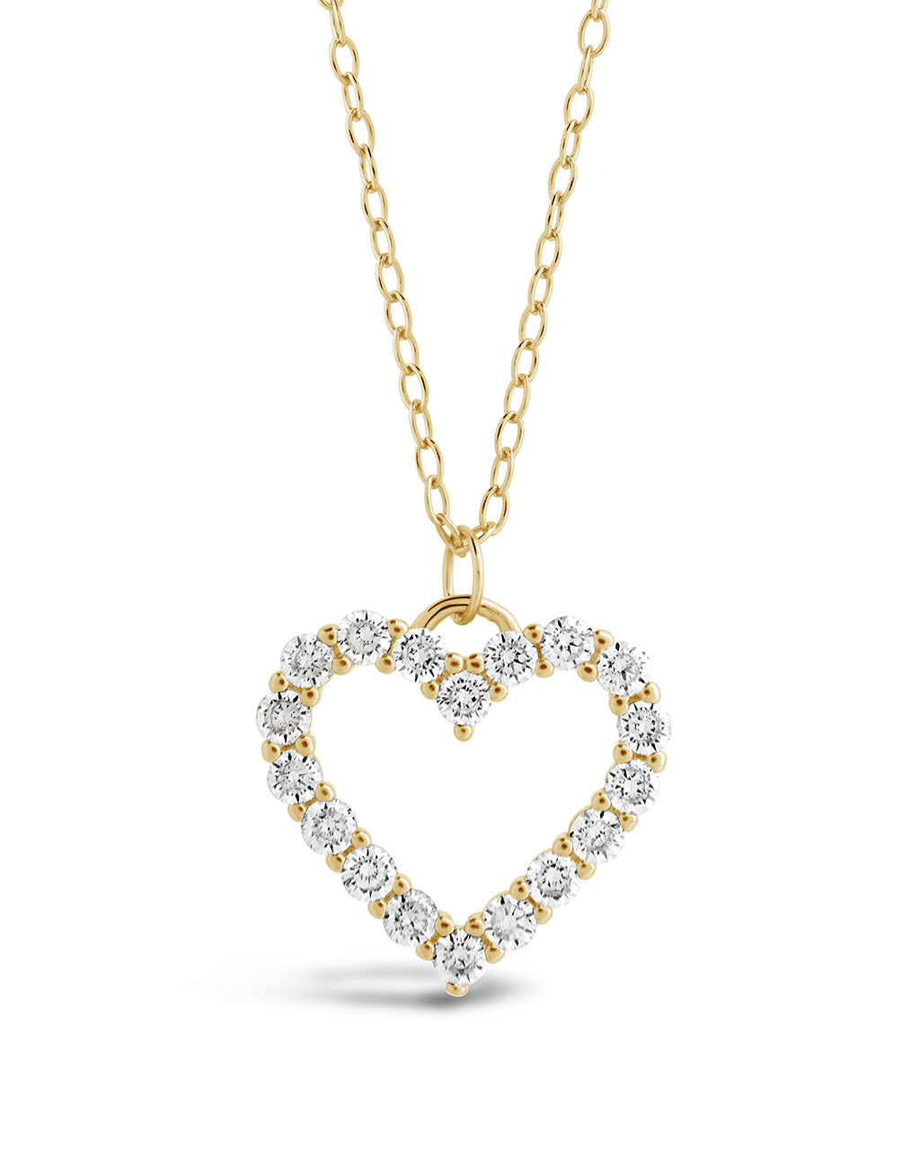 Sterling Silver Cubic Zirconia Outline Heart Pendant Necklace - Image 4