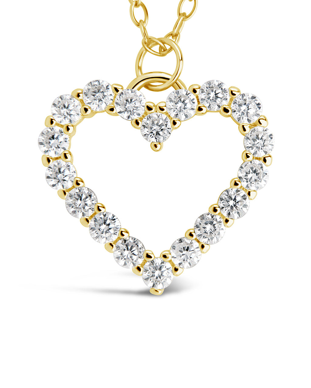 Sterling Silver Cubic Zirconia Outline Heart Pendant Necklace - Image 7