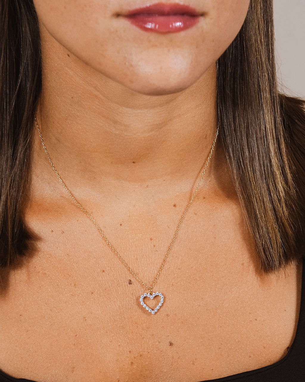 Sterling Silver Cubic Zirconia Outline Heart Pendant Necklace - Image 11