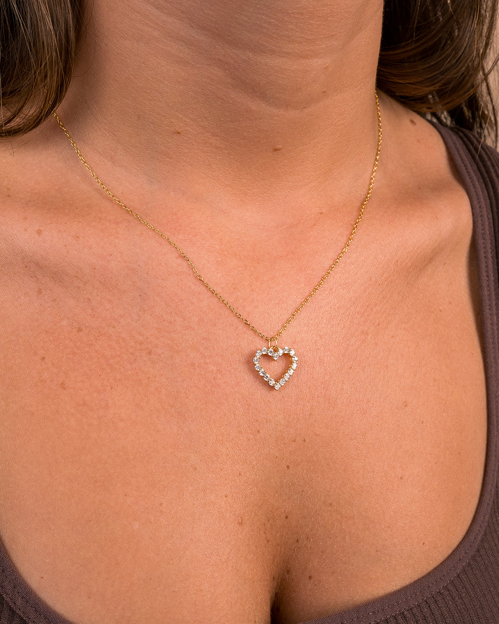 Sterling Silver Cubic Zirconia Outline Heart Pendant Necklace - Image 10