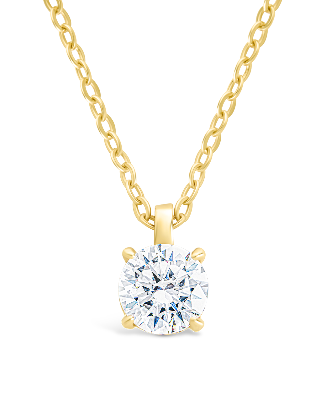 Sterling Silver Round CZ Prong Set Pendant - Image 4