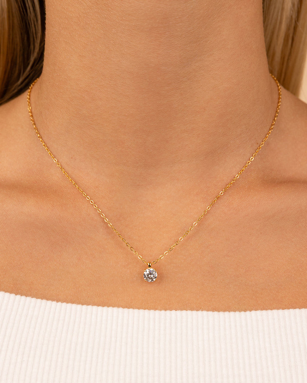 Sterling Silver Round CZ Prong Set Pendant - Image 3