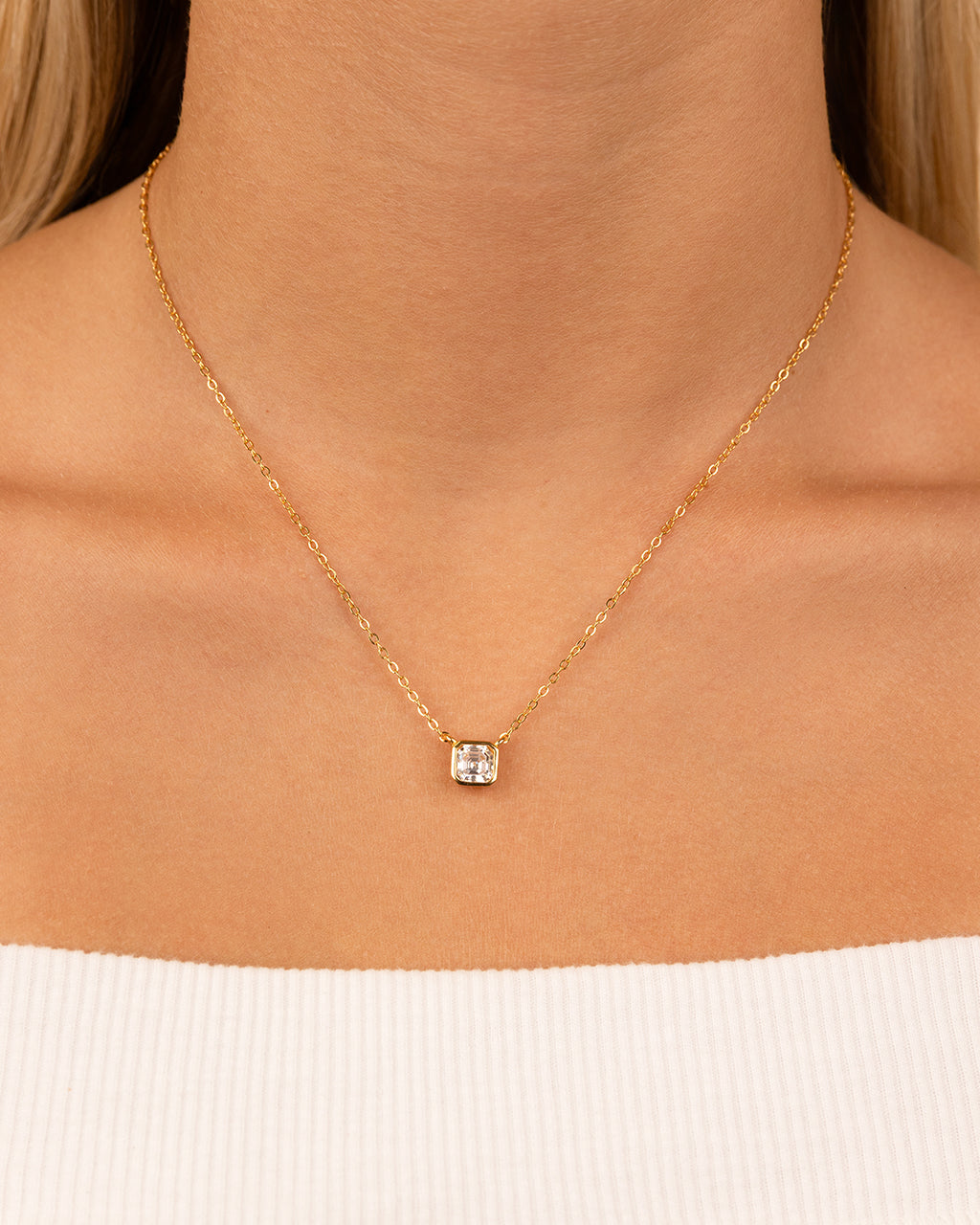 Sterling Silver Asscher Bezel Set Pendant - Image 3